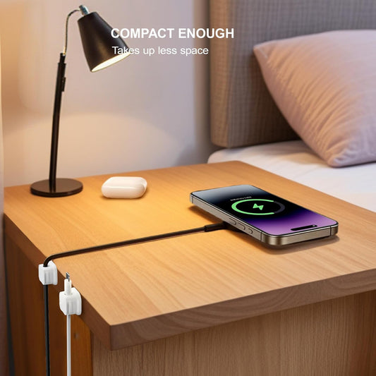 Magnetic Cable Clips, Adjustable Wire Organizer & Cord Holder for Desk, Nightstand, Home Office, Gaming Setup | Adhesive Charger Cord Keeper